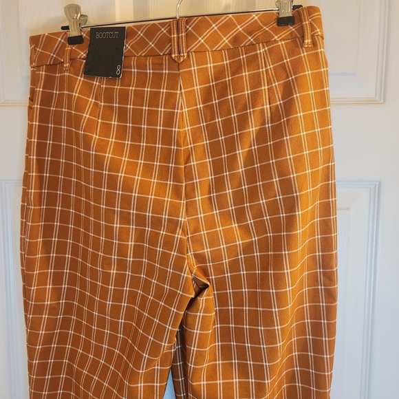 Versona Modern Bootcut Pants Sz: 8 NWT Orange Plaid Hippie 70s Hi Rise - Picture 7 of 16